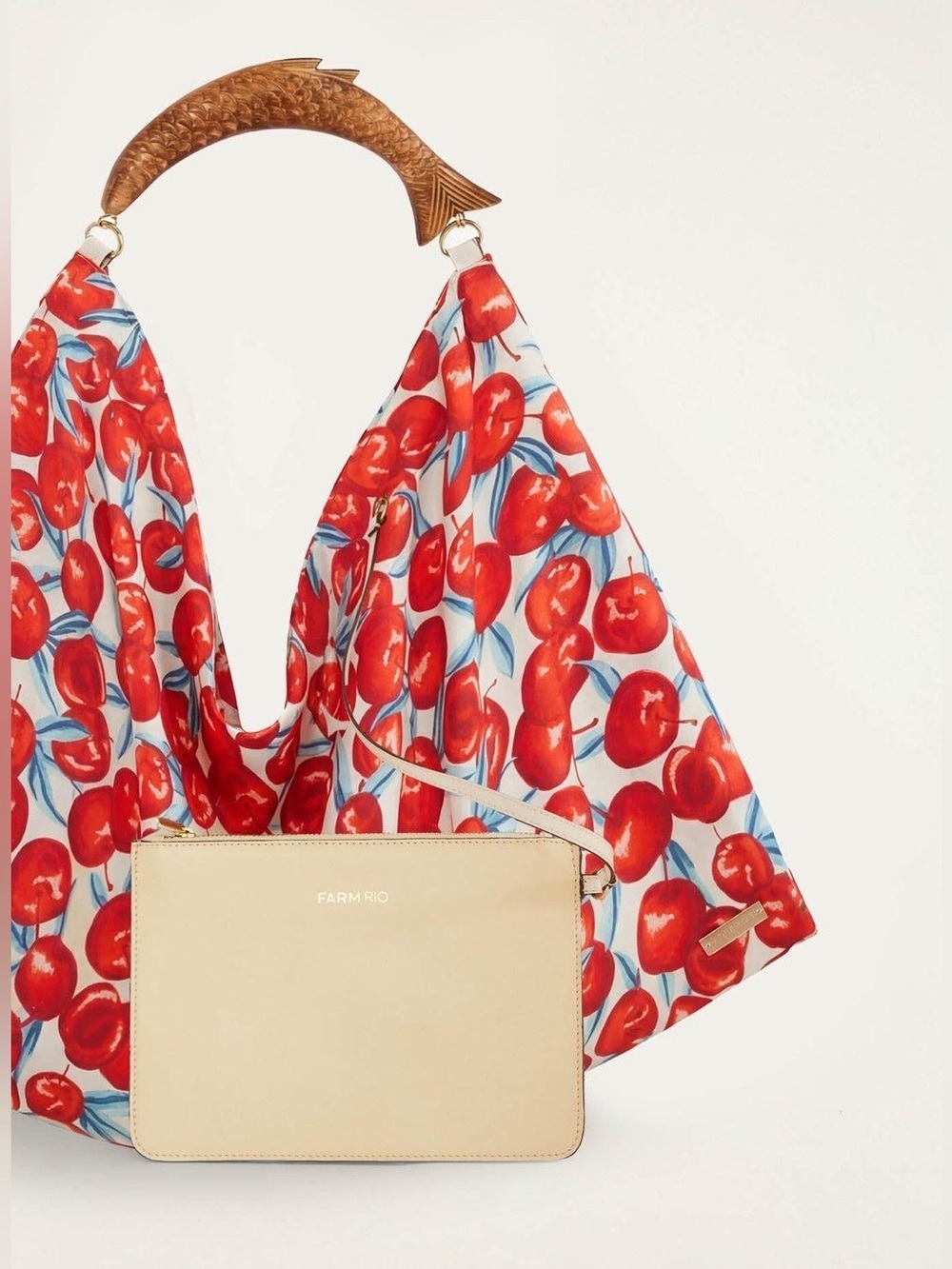 Farm Rio Red Cherry Satin Medium Scarf Bag - Picture 3 of 8